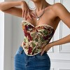 Women's Corset Top Bustier Vintage Lace Up Floral Print Corset Bodyshaper Boned Vest - 4 of 4