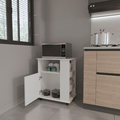 NicBex Mobile Kitchen Island Cart Morden Kitchen Carts on Wheels with Storage with 3 Storage Shelves and 1 Cabinet for Kitchen