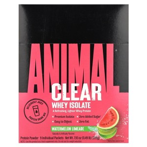 Animal Clear Whey Isolate, Watermelon Limeade, 9 Individual Packets, 0.05 lb (25 g) Each - 1 of 3