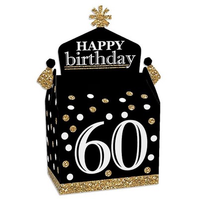 Big Dot of Happiness Adult 60th Birthday - Gold - Treat Box Party Favors - Birthday Party Goodie Gable Boxes - Set of 12