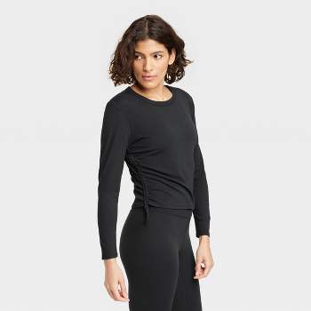 Women's Twist-front Long Sleeve Top - All In Motion™ Black Xl : Target