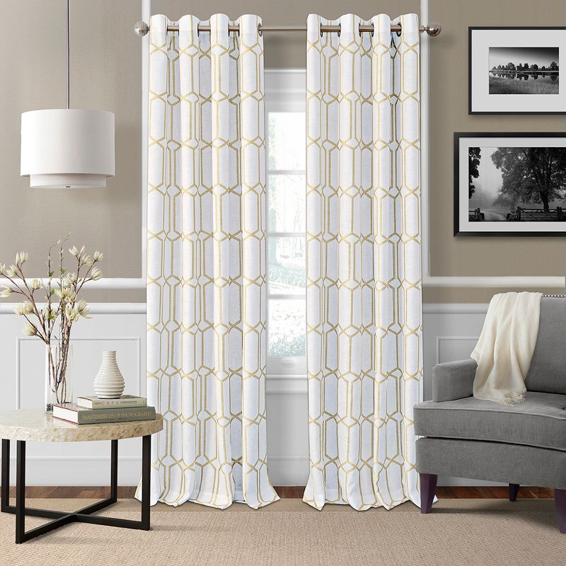 Kaiden Rustic Vogue Geometric Room Darkening Single Window Curtain Panel - Elrene Home Fashions, 1 of 4