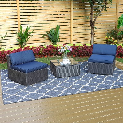 Outdoor Rattan Chairs with Cushions & Table - Captiva Designs