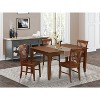 HomeStock 5-Piece Rectangle Mahogany Finish Solid Wood Top Dining table with 4-Chairs - 2 of 4