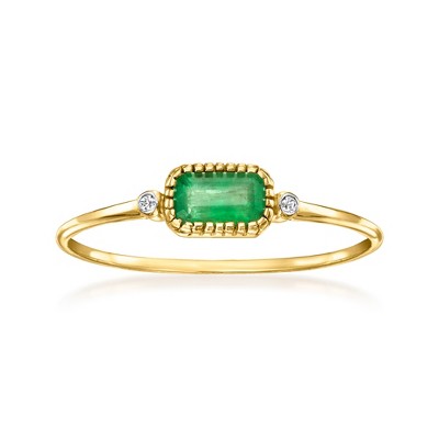 RS Pure by Ross-Simons 0.20 Carat Bezel-Set Emerald Ring With Diamonds in 14kt Yellow Gold