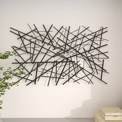 Metal Geometric Overlapping Lines Wall Decor Dark Gray - Olivia & May ...