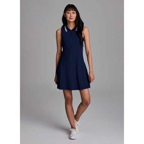 Женские платья RBX Active Tennis Dress with Pockets, Preppy Fashion Soft Jersey Knit 1/4 Zip Collared Tank Dress Tunic - Navy,M
