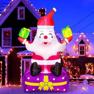Christmas Inflatables Santa Claus with Stakes & Tethers , Outdoor Blow Up Christmas Decorations with Built-in LED Lights，for Yard Lawn Garden - 1 of 4