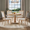 Whisen 5-Piece Retro Dining Set, Round Table with Pedestal Table Base and 4 Upholstered Chairs - 3 of 4