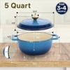Sevobal Pots and Pans Cast Iron 5qt Cooking Pot Dutch Oven Pot for Bread Baking, Cooking Enamel Pot Round Dutch Oven, Blue, 13.3"*10.5"*4.7" - 4 of 4