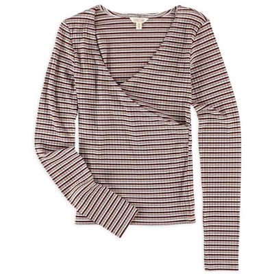 Aeropostale Womens Ribbed Crossover Pullover Blouse