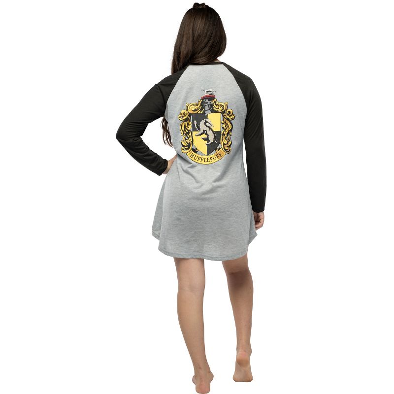 Juniors Harry Potter Hogwarts Houses Pajama Nightgown Raglan Sleep Shirt, 2 of 4