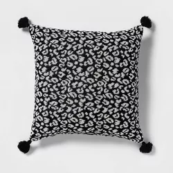 Textured Woven Animal Pattern Square Throw Pillow Black/Cream - Opalhouse™