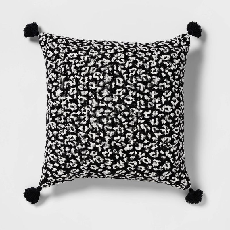 Textured Woven Animal Pattern Square Throw Pillow Black/Cream - Opalhouse&#8482;, 1 of 10