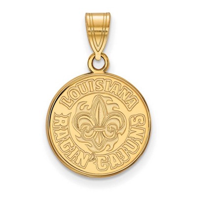 Black Bow Jewelry 14k Yellow Gold Louisiana Lafayette Ragin' Cajuns NCAA Medium Pendant