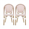 SKRAN Outdoor PE Rattan and Aluminum French Bistro Chairs, Set of 2, Rusted Red & White, Bamboo Print Finish for Garden, Patio, Outdoor - 4 of 4