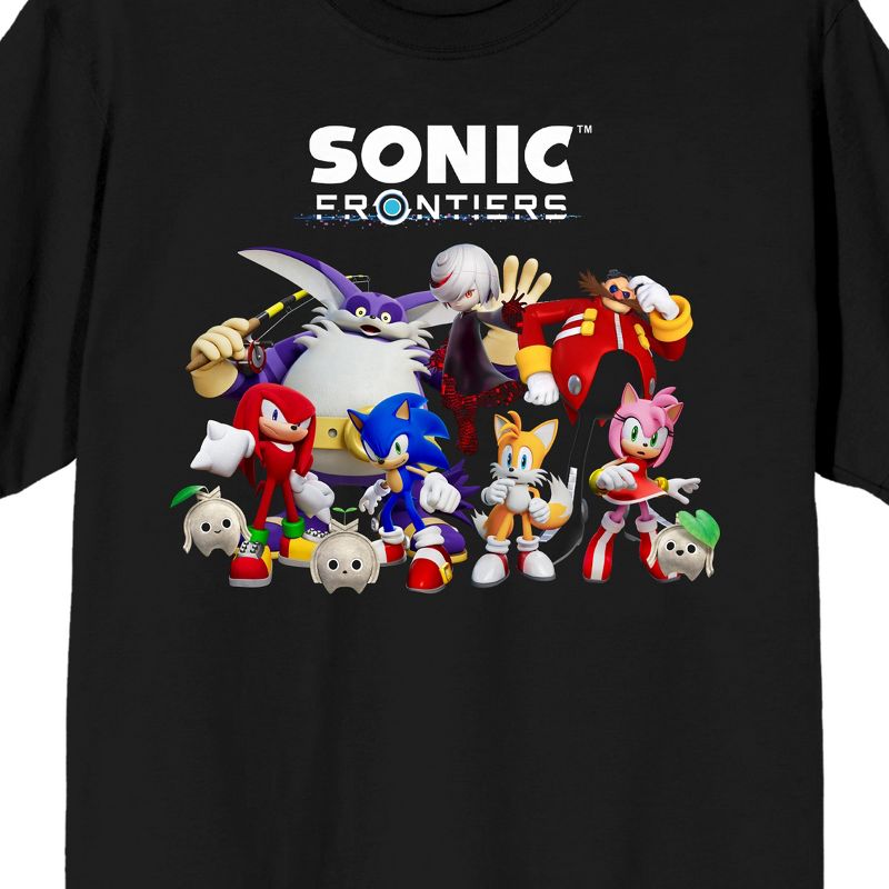 Sonic Frontiers Videogame Characters and Title Logo Men's Black Short Sleeve Crew Neck Tee, 2 of 4