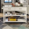 NicBex Mobile Kitchen Island Cart Multifunctional Kitchen Storage Cabinets with 3-Tier Shelves and 2 Drawers for Kitchen, White - 3 of 4