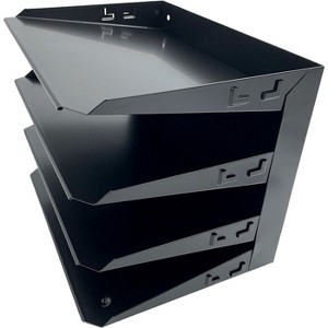 Huron - Horizontal Slots - Desk Organizer - 4 Compartments - Steel - Black - 9 in. x 12 in. x 8.7 in. - 1 Each - 1 of 4