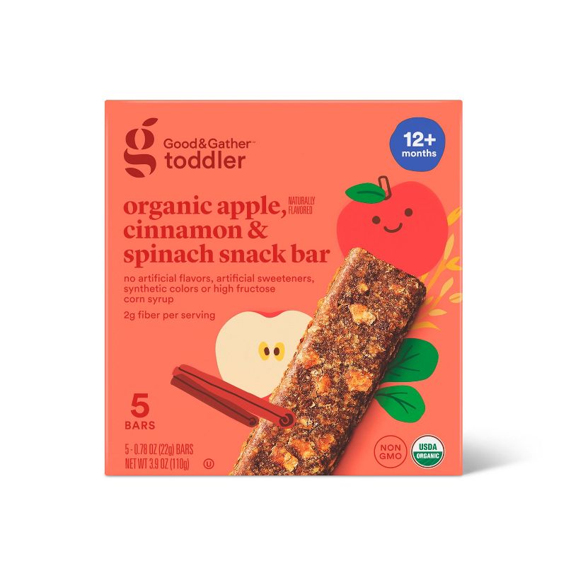 Organic Apple Cinnamon and Spinach Snacks Bars - 3.17oz/5ct - Good &#38; Gather&#8482;, 1 of 7