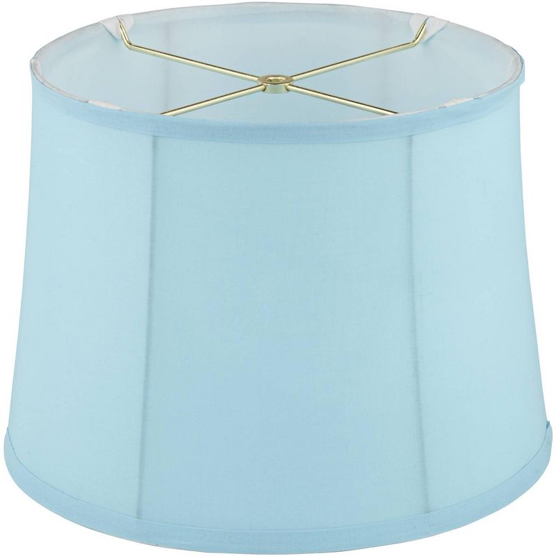 Springcrest Set of 2 Soft Blue Medium Drum Lamp Shades 11.5" Top x 13.5" Bottom x 10" Slant x 10" High (Spider) Replacement with Harp and Finial, 6 of 10