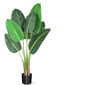 Sunnyfurn Plastic and Cement Simulation Plant, Imitation Banana Leaf Tree with Trunk, Suitable for Bedroom Living Room Home Office Decoration - 1 of 4