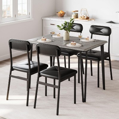 5-Piece Dining Table Set with Upholstered Chairs, Space-Saving Kitchen Table for Small Spaces