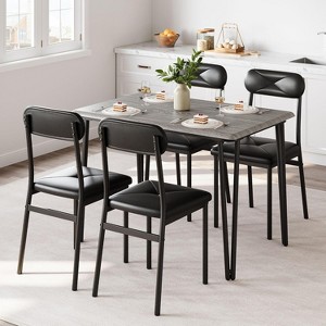 5-Piece Dining Table Set with Upholstered Chairs, Space-Saving Kitchen Table for Small Spaces - 1 of 4