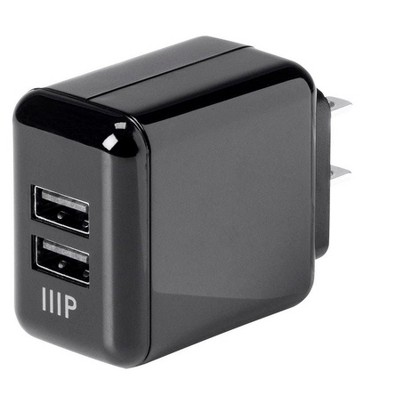 Monoprice USB Wall Charger - Black For Apple and Android, | 2-Port,  4.2A