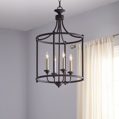 Noir Transitional 4-Light Indoor/Outdoor Large Cage Chandelier