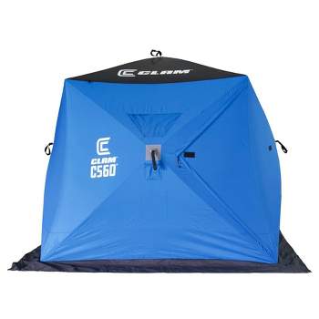 Clam 17484 X-600 Portable 6 Person 11.5 Foot Ice Team Fishing Angler  Thermal Hub Shelter Tent With Anchor Straps, Carrying Bag, & Dimmable Light  : Target
