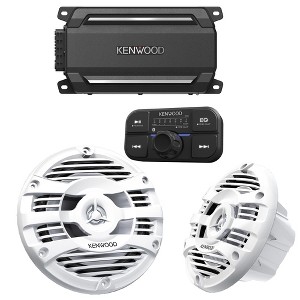 Kenwood KAC-M5024BT 4 Channel Bluetooth, Waterproof Compact Amplifier with Kenwood KFC-1653MRW 6.5" 2-way Marine Speaker System (White) - 1 of 4