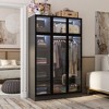 Famapy Display  Cabinet Armoire LED Light  Glass Door Closet Wardrobe Black - 2 of 4