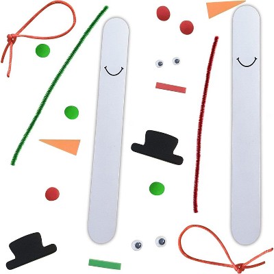 DIY Snowman Stick Ornament Craft Kit with Pom Poms, 12 Pack