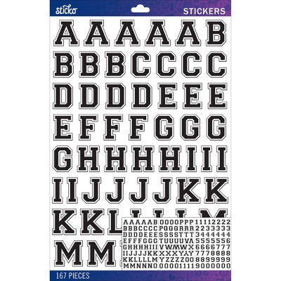 Sticko Alphabet Stickers - Varsity Large, Black, 167pcs