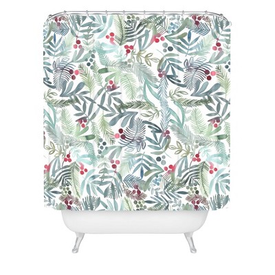 Dash and Ash Ferns and Holly Shower Curtain Green - Deny Designs