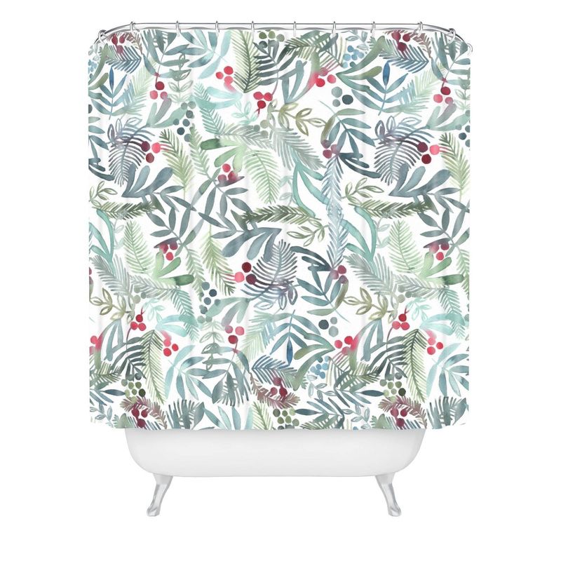 Dash and Ash Ferns and Holly Shower Curtain Green - Deny Designs, 1 of 6