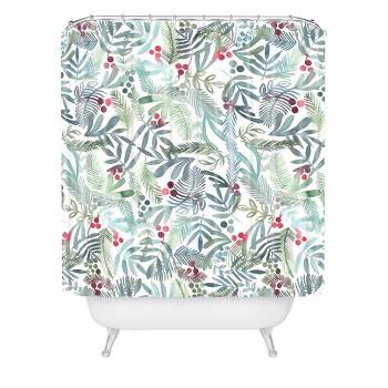 Dash and Ash Ferns and Holly Shower Curtain Green - Deny Designs