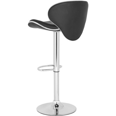 Shambi Black Adjustable Swivel Bar Stool with Chrome Base