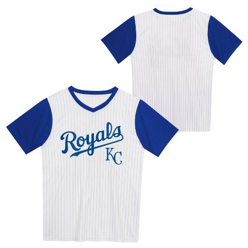 MLB Kansas City Royals Boys' Pinstripe Pullover Jersey - XS