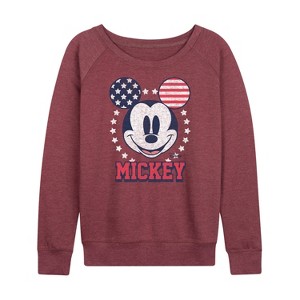 Women's - Disney - Americana Lightweight French Terry Wide Neck Long Sleeve Shirt - 1 of 4