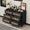 47.24"W Rustic Farmhouse Style Wooden Dresser with 6 Drawers, Storage Cabinet with Metal Handles 4B - ModernLuxe - image 2 of 4