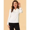 INSPIRE CHIC Women's Tie Neck Satin Long Sleeve Solid Color Blouse - 2 of 4