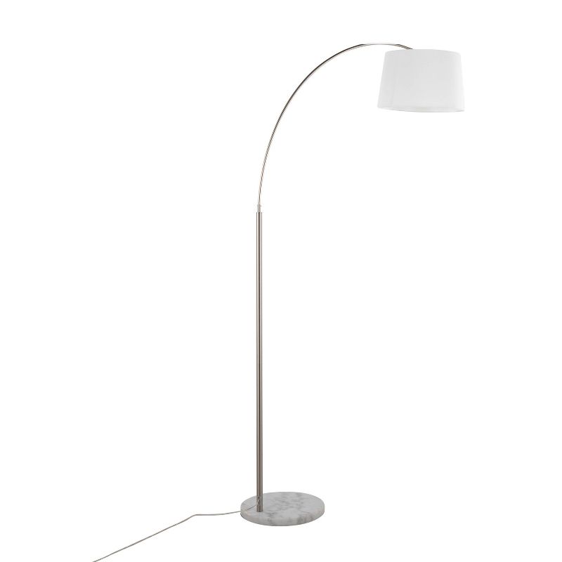 LumiSource March Contemporary Floor Lamp in White Marble and Nickel with White Linen Shade, 4 of 11