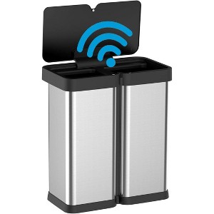 60L / 16 Gal Automatic Motion Sensor Trash Can - Hands-Free Smart Garbage Bin with Soft-Close Lid, No Inner Bucket Design,Silver - 1 of 4