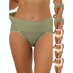 INSPIRE CHIC Women's Hi-Cut Ribbed High Waist Tummy Control Available in Plus Size Briefs 6 Packs - 1 of 4