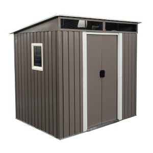 Outdoor Metal Storage Shed With Floor Frame Sun Protection Waterproof Storage House With Lockable Sliding Door For Patio Lawn Backyard - 1 of 4