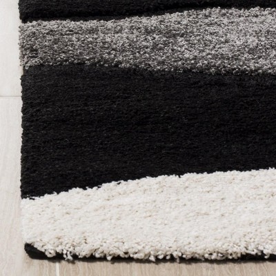 Handmade Grey/Black Square Shag Area Rug - 6 ft. 7 in.