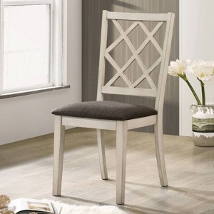 24/7 Shop At Home Moonglint Farmhouse Chairs: Padded, Antique White/Dark Walnut - Set of 2 - 1 of 4