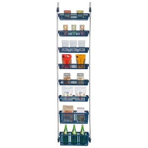 Smart Design 8-Tier Over The Door Hanging Pantry Organizer with 6 full Baskets and 2 Deep Baskets Blue: Kitchen Storage Rack - 1 of 4